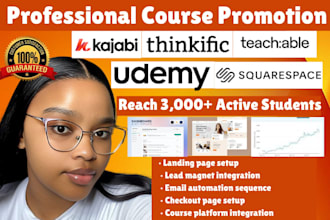 udemy online course promotion kajabi thinkific squarespace course sales funnel