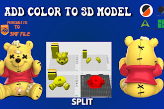 convert stl to multicolor 3mf, add color to 3d models and split part
