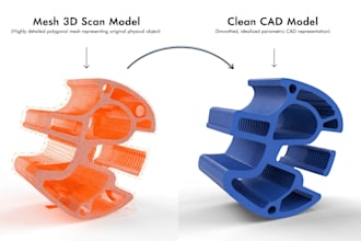 do reverse engineering from 3d scan, stl or mesh to solid cad model