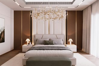 create photorealistic 3d interior bedroom design and rendering