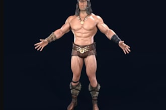 lowpoly 3d muscular anatomy character,ue warrior,rpg 3dmodel,blender fbx,rigging