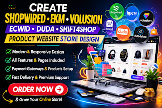 create shopwired ekm volusion ecwid duda shift4shop product website store design