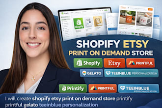 create shopify etsy print on demand store printify printful gelato teeinblue SEO