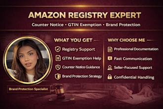 handle amazon registry, gtin exemption, counter notice and brand protection