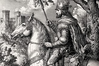 create medieval vintage line art illustration in engraving