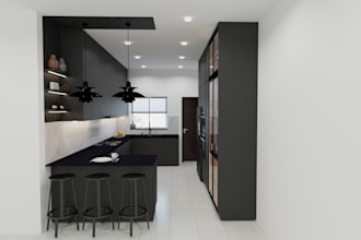 create modern 3d kitchen and bathroom design