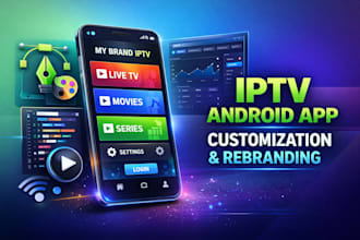 do leadership logo with masot iptv app and pdr design