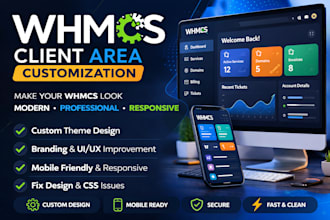 design and customize whmcs client area theme professionally