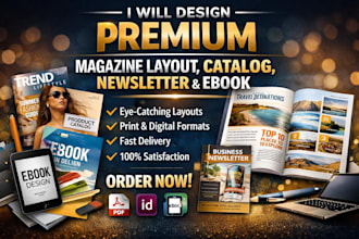 design a  professional premium magazine layout, catalog, newsletter