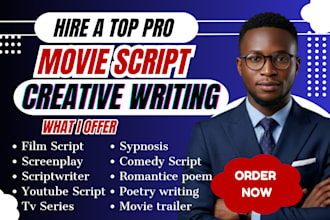 be movie, film scriptwriter, screenplay writer, screen writer, youtube script