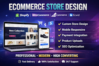design shopify ecommerce store woocommerce bigcommerce ecwid store