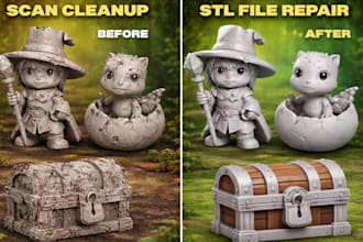 3d scan cleanup, scan raw data, fix mesh, repair and edit stl file for printing