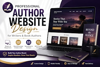 design a professional author website for writers and book authors