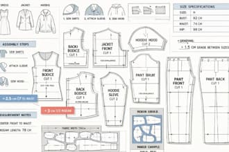 create sewing pattern and step by step sewing instruction for jacket and apparel