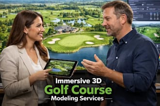 redesign custom 3d mini golf course,golf club venue,golf hole,golf map rendering