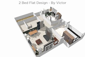 design realistic 3d interior, 3d exterior and 2d floor plan