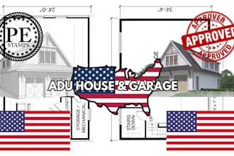 design adu house plans and detached garage apartment permit drawings