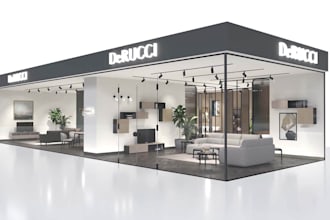 create a realistic 3d furniture showroom or product display render