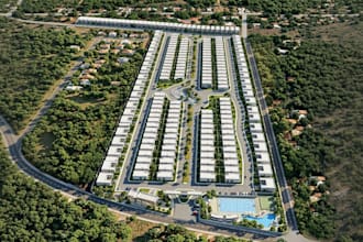enlarge3d housing infrastructure,aerial view city render,residential development