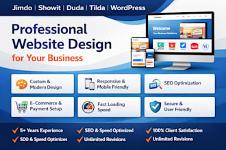 design a professional jimdo showit duda tilda wordpress website