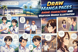 draw manga pages anime characters and webtoon manga illustrations