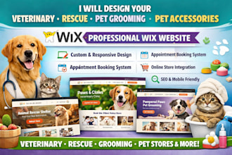 design veterinary animal rescue clinic pet grooming accessories wix website