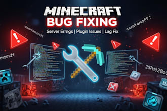 fix your minecraft server bugs, plugin error, lag errors and server crashes