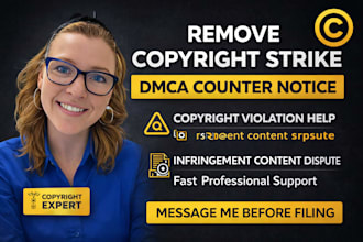 draft dmca counter notice for copyright strike or copyright violation removal