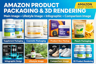design amazon product packaging mockup realistic 3d product rendering listing