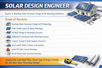 rooftop solar structure, pv mounting design, solar layout, structural report