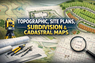 prepare topographic, site plans, subdivision and cadastral maps