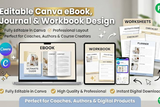design canva ebook, canva workbook, and editable canva ebook amazon kdp journal