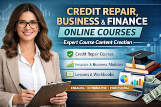 create credit repair online course content business course finance course writer
