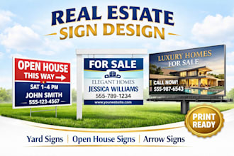 design real estate yard sign open house sign realtor signage