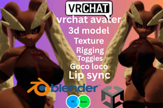 do 3d custom vrchat avatar, furry nsfw avatar, vr character, vrc avatar 3d model