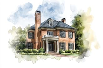 watercolor a house portrait
