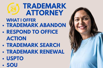 do trademark attorney, office action, sou, filing, renewal, amazon