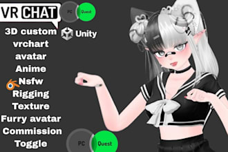 custom vrchart avatar commission anime furry avatar nsfw vrc character 3d model