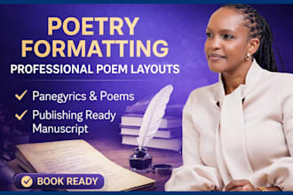 poetry book layout formatting, edit panegyric or poem manuscript for publishing