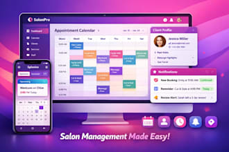 develop bubble salon booking app with scheduling, client management notification