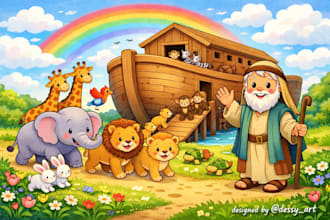 design bible themed children story book illustration  bible illustrations