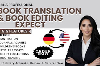 translate fiction and nonfiction for german to english books vice versa