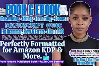 ghostwriter, ghost book writer, manuscript editor, format ebook, paperback, KDP