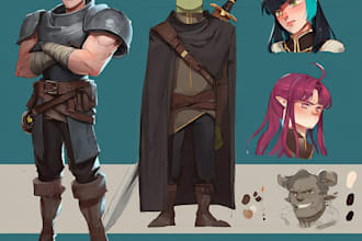 make 2d character design and character sheet