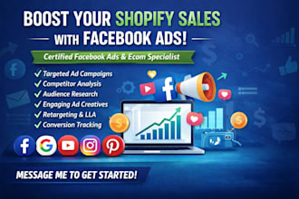 setup shopify facebook ads campaign paid youtube pintrest instagram google ads