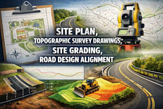 do site plans, topographic survey drawings, site grading, road design alignment