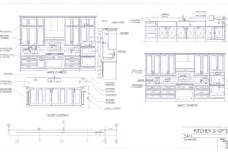 do autocad, furniture drawings, millwork, kitchen, shop, detailed drawing