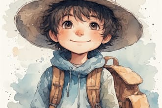 illustrate a custom watercolor character for you