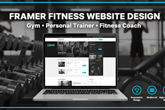 design fitness website, gym landing page, trainer or coach portfolio with framer