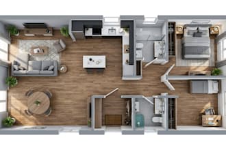 design 3d floor plan and realistic rendering for real estate